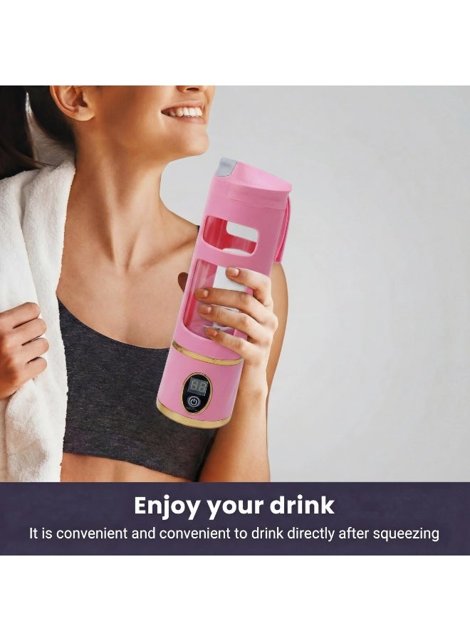 Luxury Portable Blender 450ml - High-Performance 12-Blade Personal Juicer with Digital Display & Gold Accents - USB Rechargeable Smoothie Maker for Travel & Office - Image 2